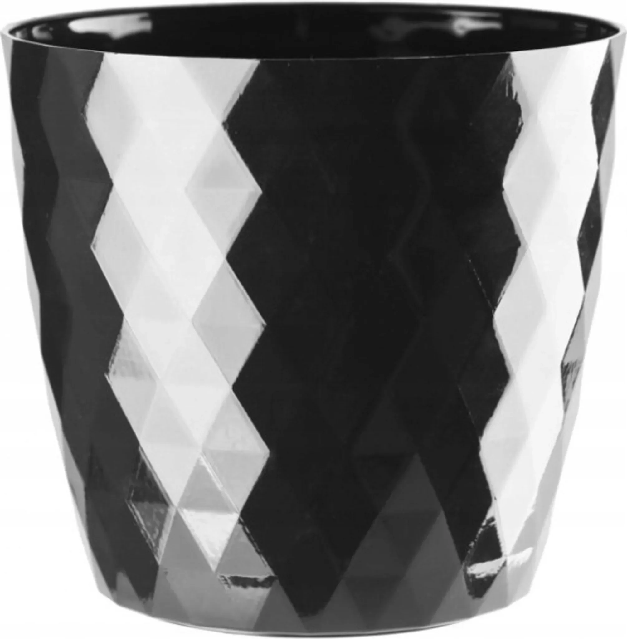 Galicja – Übertopf „Cristal“ 14 cm, Kunststoff, Schwarz