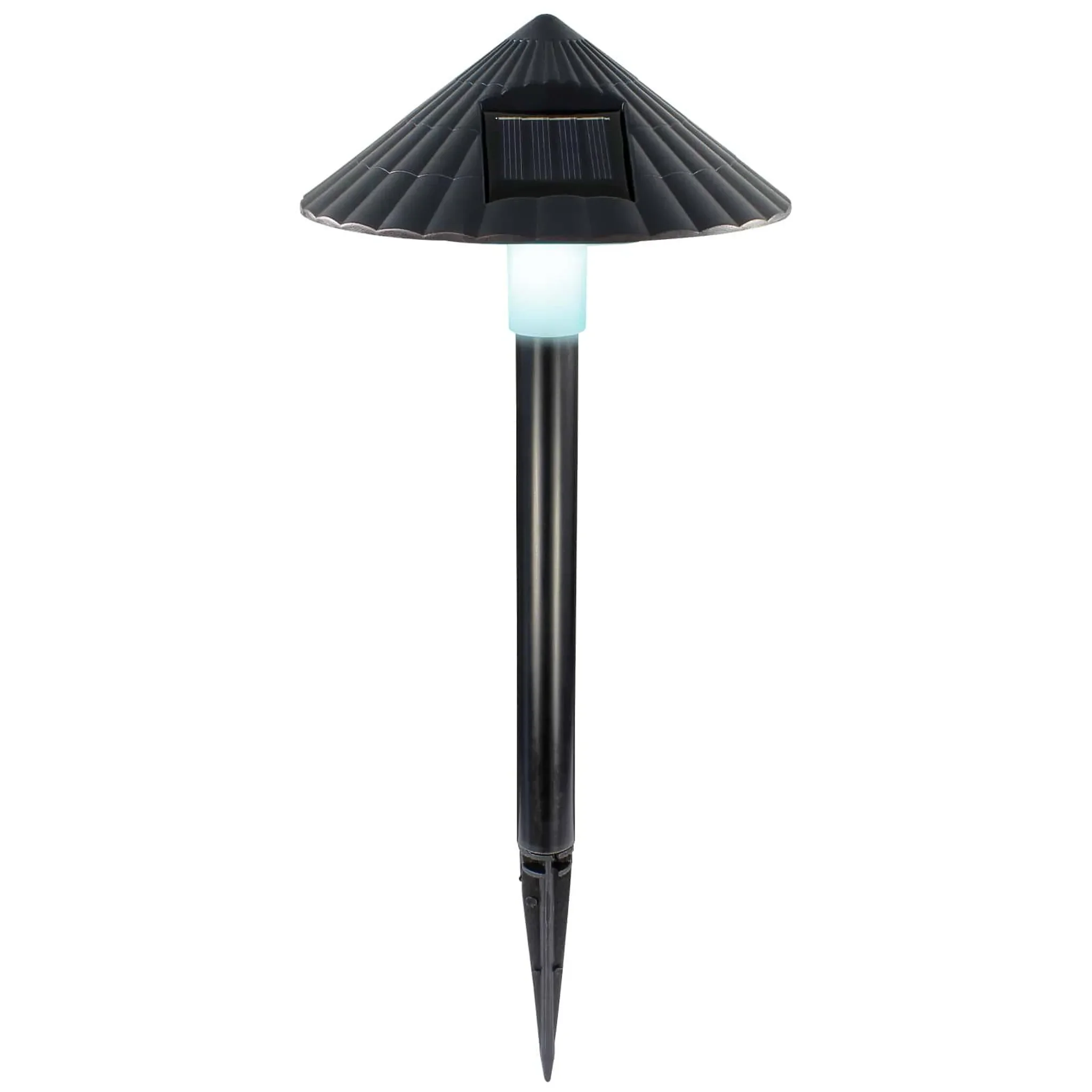 Grundig – Solar-Gartenleuchte mit Lampenschirm & Erdspieß, schwarz