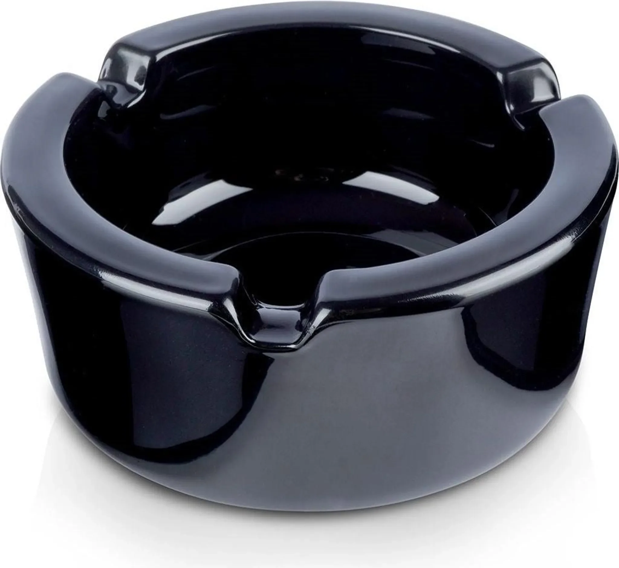 Eleganter runder Glas-Aschenbecher Schwarz Ø8,5×3,5 cm