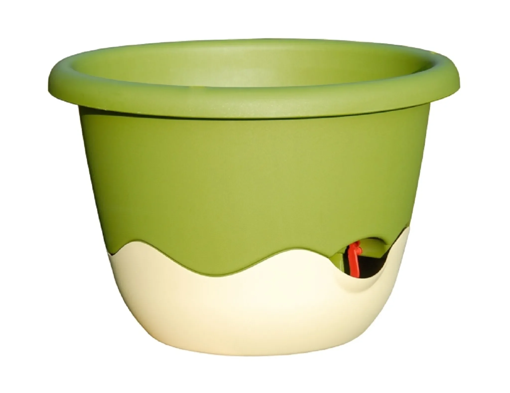 plastia – Hängetopf „Mareta“ 30 cm, hellgrün & dunkel elfenbein