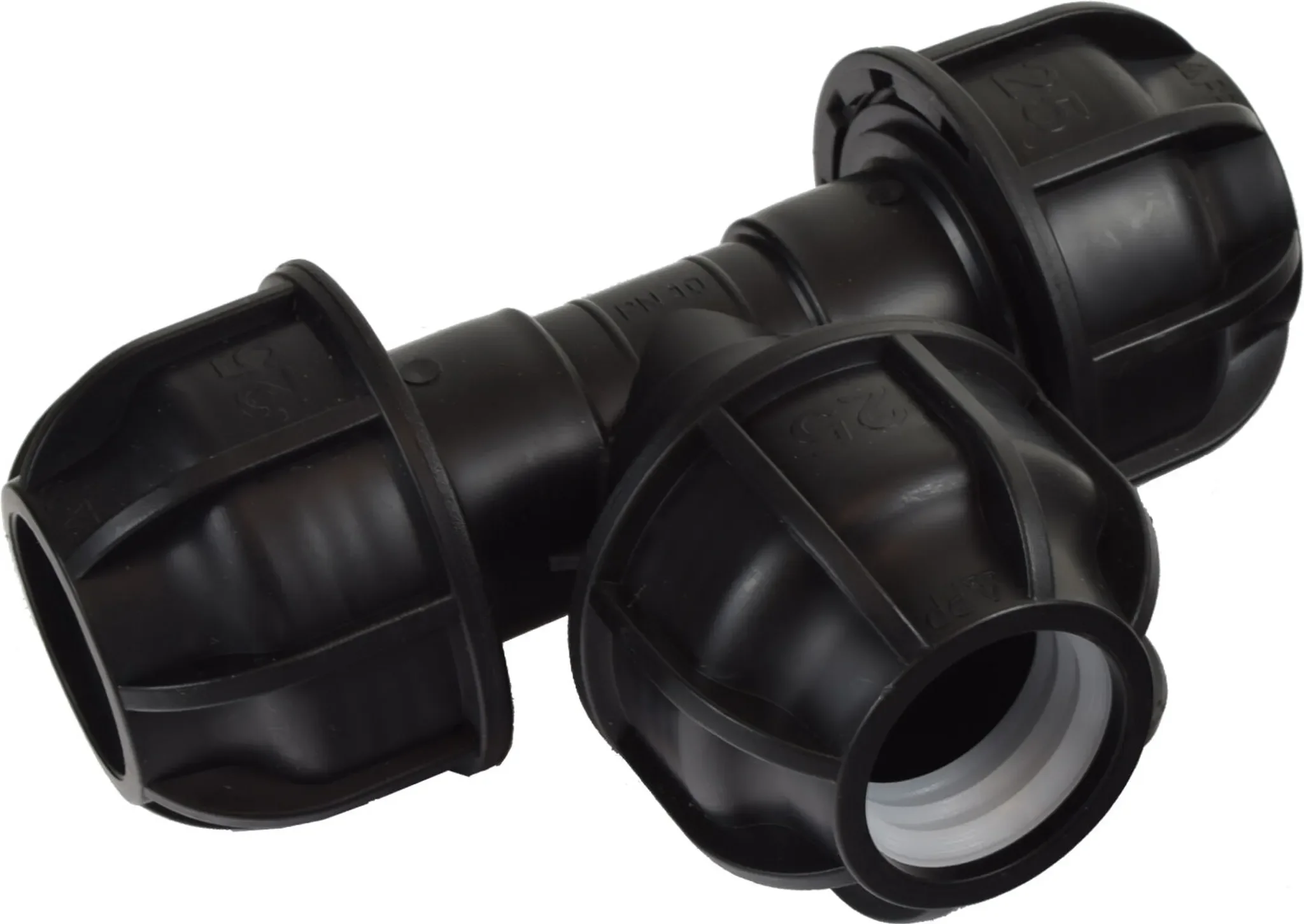 Puteus PE-Fitting T-Stück 25 mm × 25 mm × 25 mm – Schwarz