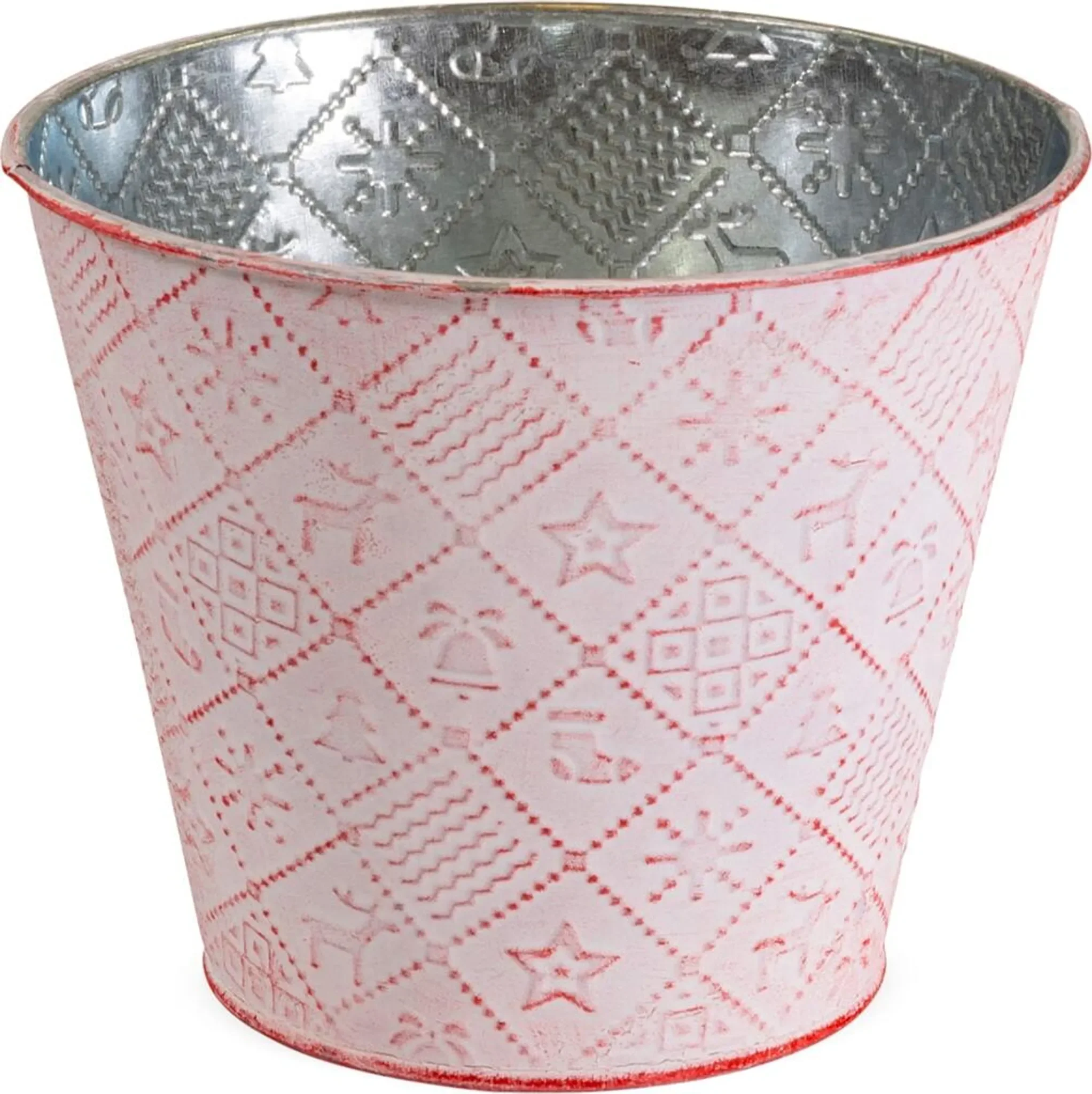 matches21 HOME & HOBBY – Runder Pflanztopf „Winter“ Ø 10 cm, Rot whitewashed